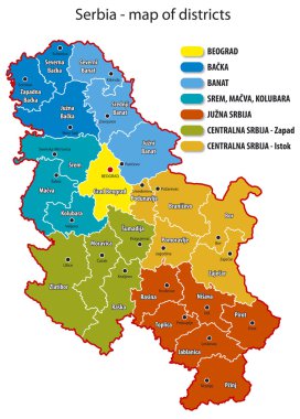 Serbia - map of districts clipart