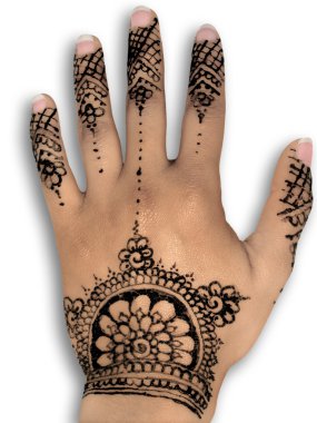 Henna design on the palm of the hand clipart