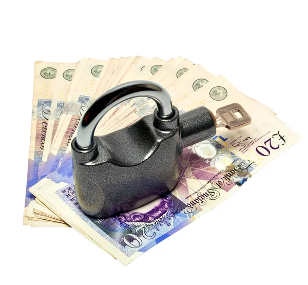 Money and padlock - safety concept 04 - White Background — Stock Photo, Image