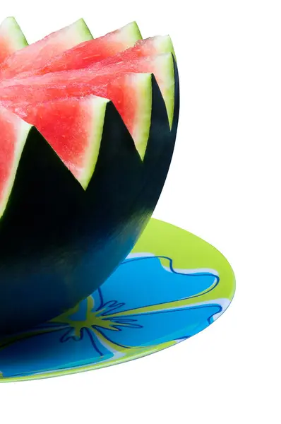 Watermelon on the plate - white background — Stock Photo, Image