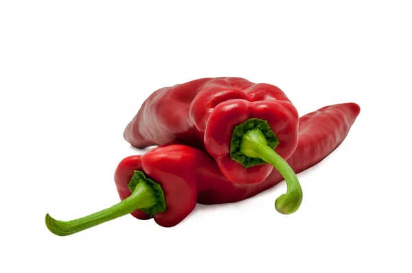 Rode zoete paprika lange paprika 's — Stockfoto