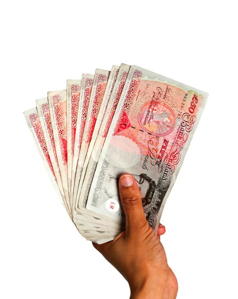 Geld in der Hand gehalten - britische Währung — Stockfoto