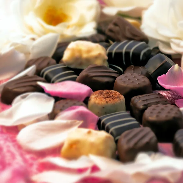 Čokoládové lanýže a růží - náměstí 02 — Stock fotografie