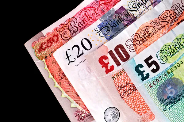 UK valuta papiergeld - bankbiljetten. Rechtenvrije Stockafbeeldingen