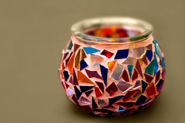 Artistic Ethnic Mosaic glass candle holder clipart