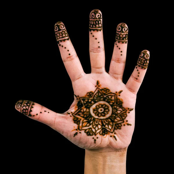 Design au henné sur la paume de la main 03 — Photo
