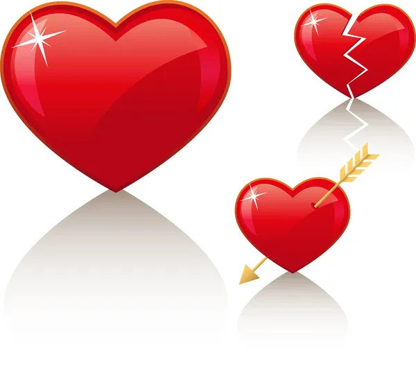 3 icons of heart — Stock Vector