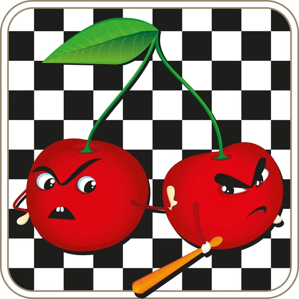 Angry cherry icon — Stock Vector