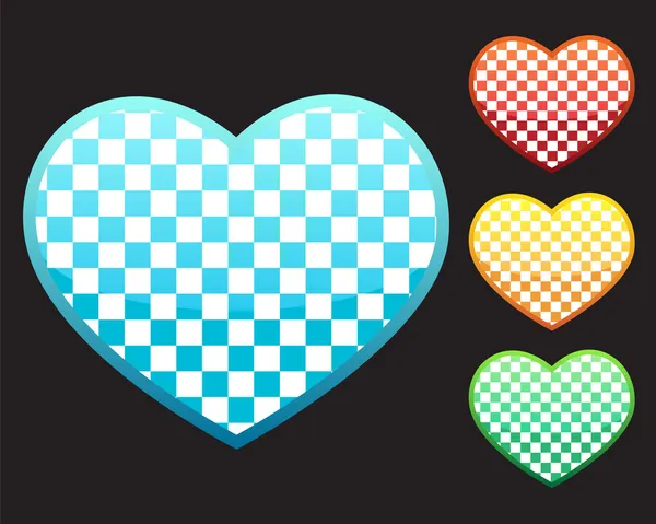 4 corazones de ajedrez — Archivo Imágenes Vectoriales