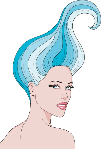 Ragazza con i capelli blu — Vettoriale Stock