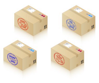 Boxes with shipping stamps clipart