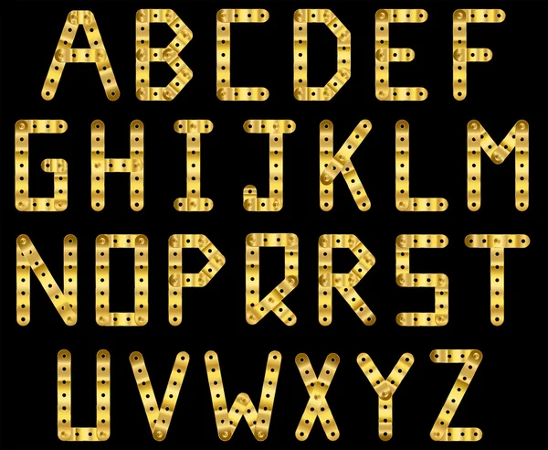 Alfabeto de franja dorada — Vector de stock