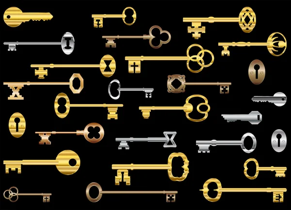 Золоті та срібні ключі — стоковий вектор
