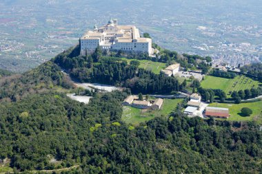 Aerial view of Montecassino Monastery. clipart