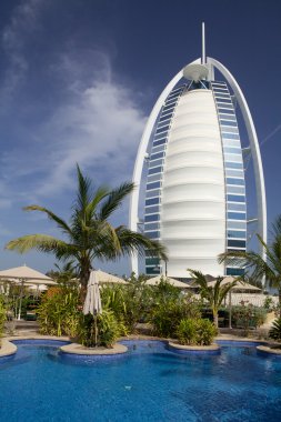 Scenic view of Burj Al Arab. clipart