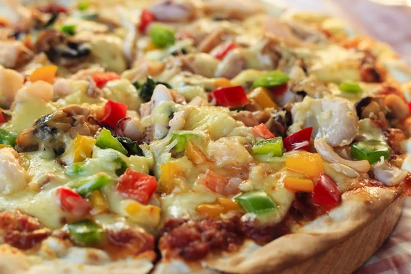 stock image Seafood Pizza on the table.