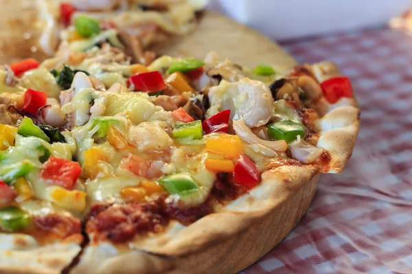 stock image Seafood Pizza on the table.