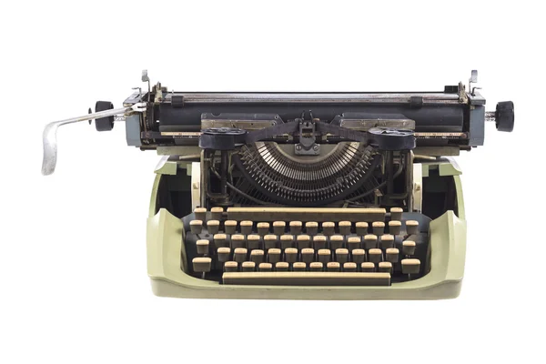 Stará generace psací stroj proti ostré bílé pozadí. — Stock fotografie