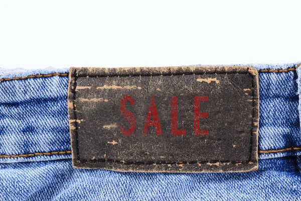 stock image Leather sale label of jeans