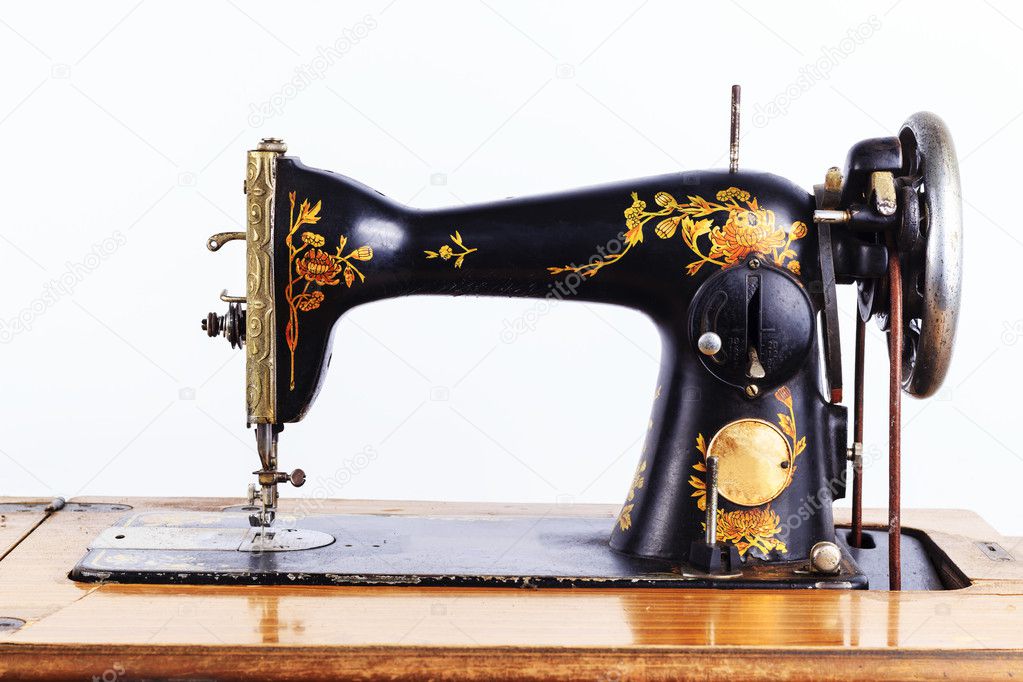 An Old, Hand Sewing Machine. Isolated, On White Background Stock Photo,  Picture and Royalty Free Image. Image 81656832.