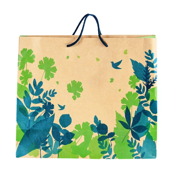 Imagem de conceito de compras reciclar saco de papel para salvar o ambiente — Fotografia de Stock