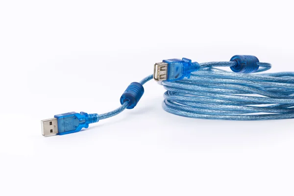Plugue USB azul isolado no fundo branco — Fotografia de Stock