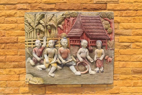 Thai culture sculptors. Use to decorate on the wall. — Stock Photo, Image