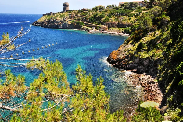 Вид на остров Капрая, Тоскана Лицензионные Стоковые Фото
