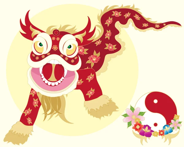 Danse du dragon chinois — Image vectorielle