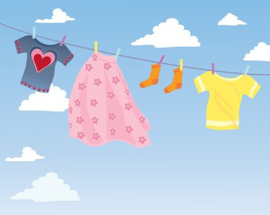 Washing line clipart