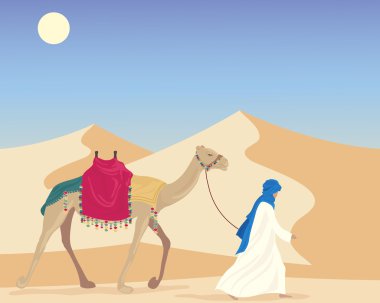 Arab with camel clipart