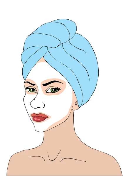 Mladá krásná žena s ručníkem na hlavě — Stockový vektor