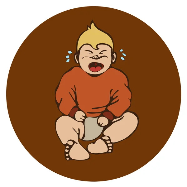 Frustration crying baby on brown background — Stock Vector