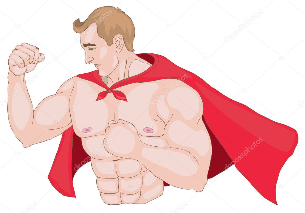 Illustration on white background, strong hero