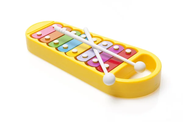 Juguete Glockenspiel sobre fondo blanco — Foto de Stock