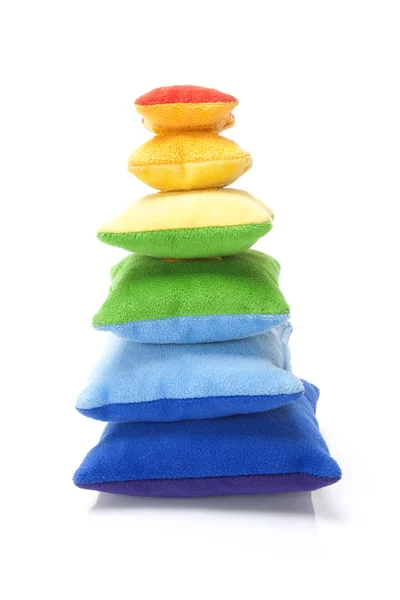 Colorful pillows toy on white background — Stock Photo, Image