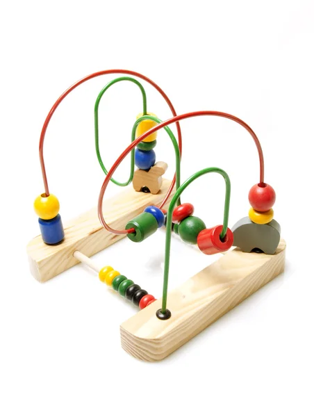 Dřevěné hračky na bílém pozadí — Stock fotografie