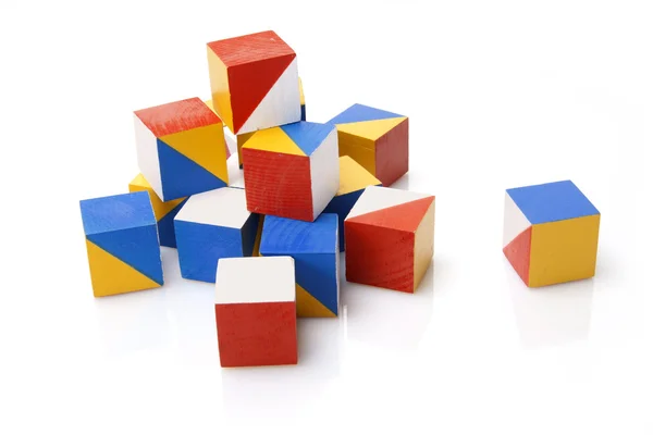 Colorful wooden blocks on white background — Stock Photo, Image