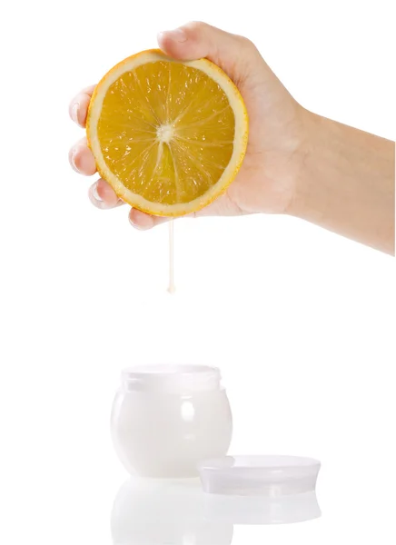 Cosmetics orange cream — Stock Photo, Image