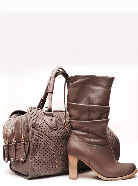 Boots and leather bag — Stock Photo, Image