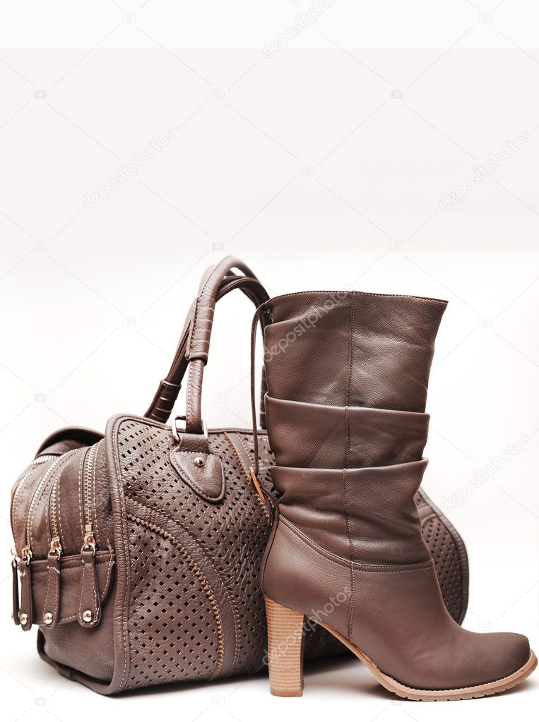 Boots and leather bag