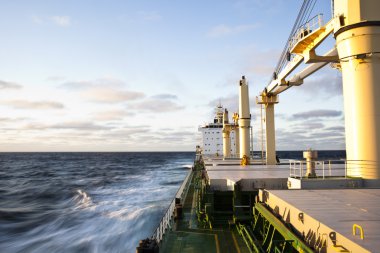 Ship underway viewed from bow clipart