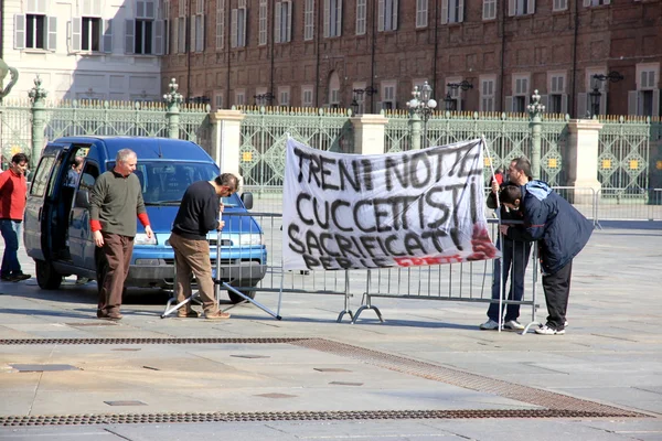 Protesta del personale ferroviario italiano — Foto Stock