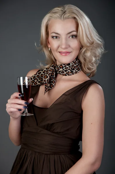 stock image A girl with wineglass