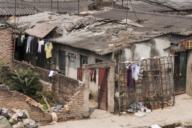 Poor housing in central Hanoi. clipart