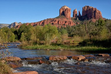 Cathedral Rock as seen from Oak Creek Crossing in Sedona. clipart