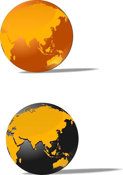 Zwei Globus auf weißem Hintergrund — Stockvektor