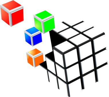 Cube on white background clipart
