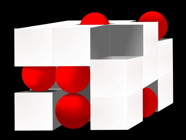 Cube with balls on a black background — Stock Photo, Image