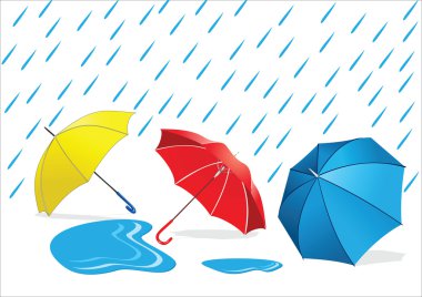 Umbrellas in the Rain clipart